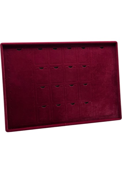 Süet Kumaş Bordo 34-24 cm Ayaklı 18 Pedli Kolye Tabla Stand indirimleri