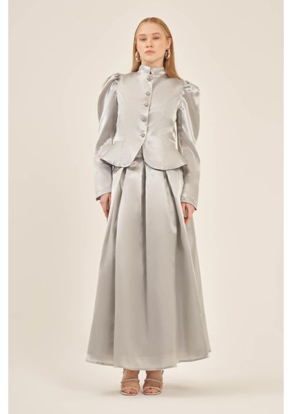 Kadın Abiye Takım Gri 31126