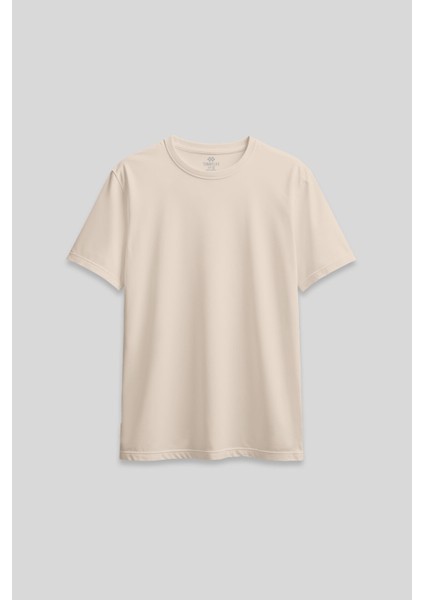 Bej O Yaka Standart Fit Basic Kadın T-Shirt - 97311