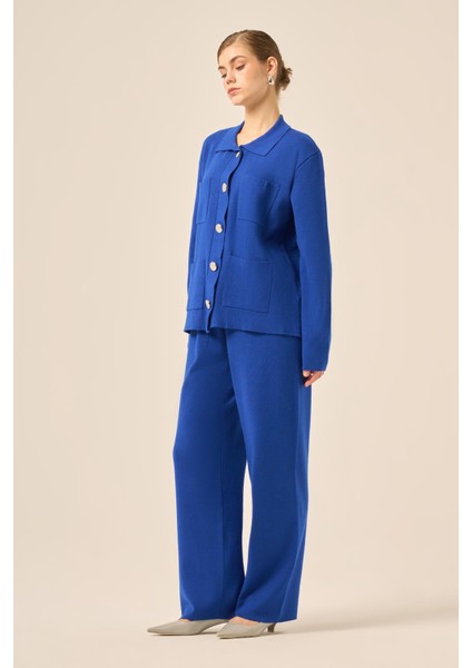 Kadın Cep Detaylı Ikili Takım Saks Mavi 20914 fiyatları