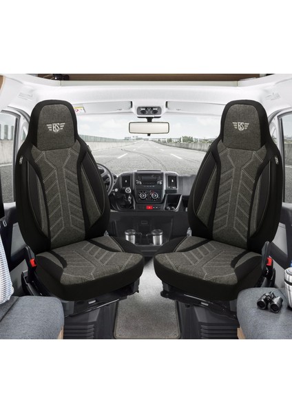 Plkt Serisi Ford Transit CUSTOM2012-2023 ile Uyumlu Pilot Oto Koltuk Kılıfı, Antrasit Siyah
