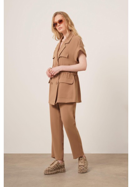 Kadın Crep Pantolonlu Takım Vizon 31173 fiyatları