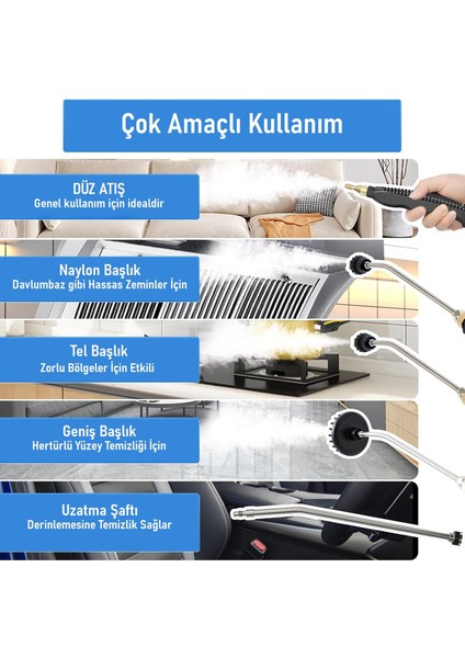 2500W Yüksek Basınçlı Buharlı Temizleyici 115°C 3 Başlık Ayarlanabilir Güç Derin Temizlik Makinesi fiyatları