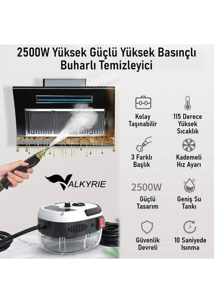 2500W Yüksek Basınçlı Buharlı Temizleyici 115°C 3 Başlık Ayarlanabilir Güç Derin Temizlik Makinesi fırsatları