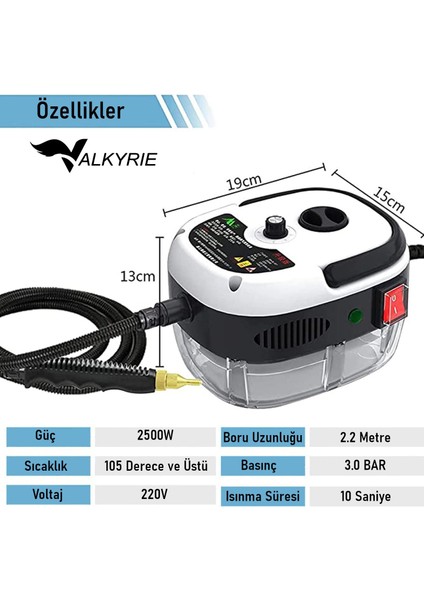 2500W Yüksek Basınçlı Buharlı Temizleyici 115°C 3 Başlık Ayarlanabilir Güç Derin Temizlik Makinesi indirimleri
