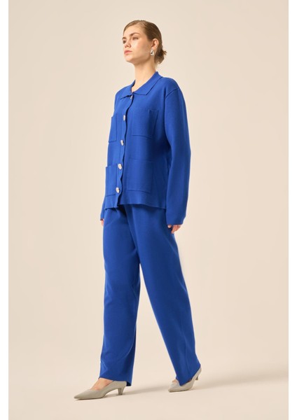 Kadın Cep Detaylı Ikili Takım Saks Mavi 20914 modelleri