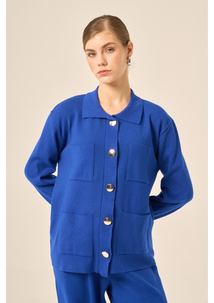 Kadın Cep Detaylı Ikili Takım Saks Mavi 20914 fırsatları