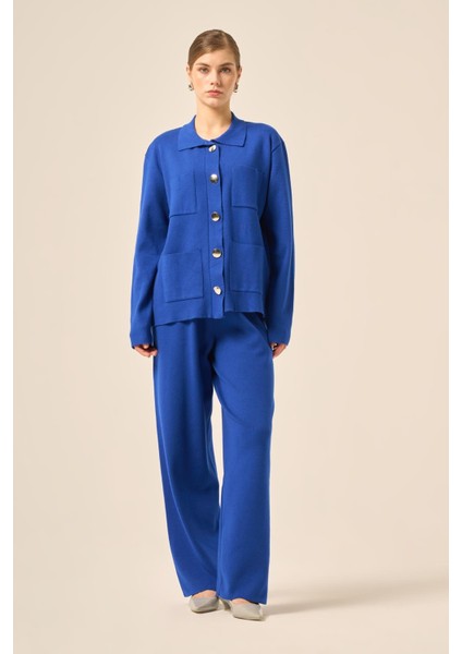 Kadın Cep Detaylı Ikili Takım Saks Mavi 20914 indirimleri