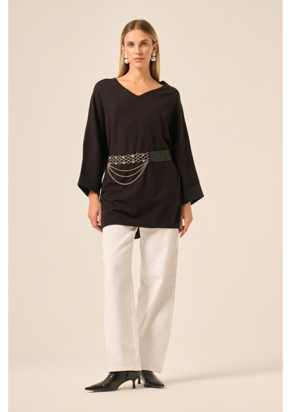 Kadın Yarasa Kesim Tunik Siyah 20724