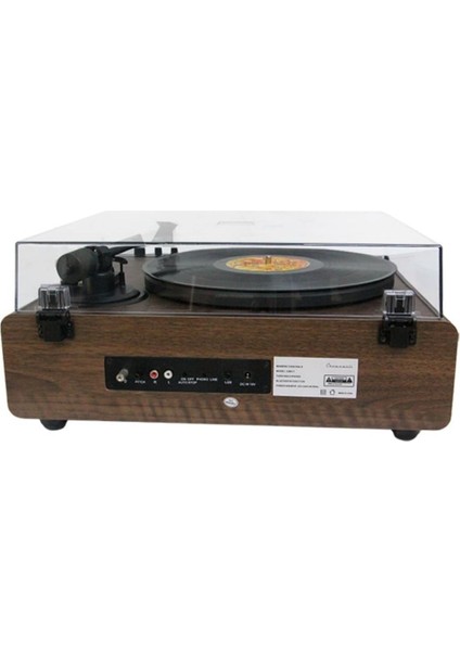Nostaljik Ahşap Kaplama Pikap 33X45 Plaklar Bass Bluetooth Crownwell Vegas Plus Silver Renk fırsatları