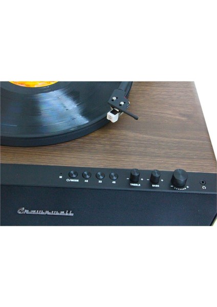Nostaljik Ahşap Kaplama Pikap 33X45 Plaklar Bass Bluetooth Crownwell Vegas Plus Silver Renk indirimleri