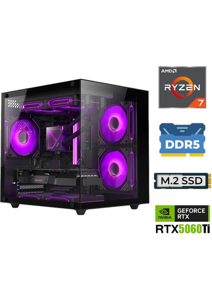 Elite X150 Ryzen 7 7800X3D 16GB Ddr5 Ram 1tb M.2 Nvme SSD 16GB RTX5060TI Sıvı Soğutmalı Masaüstü Oyuncu Bilgisayarı