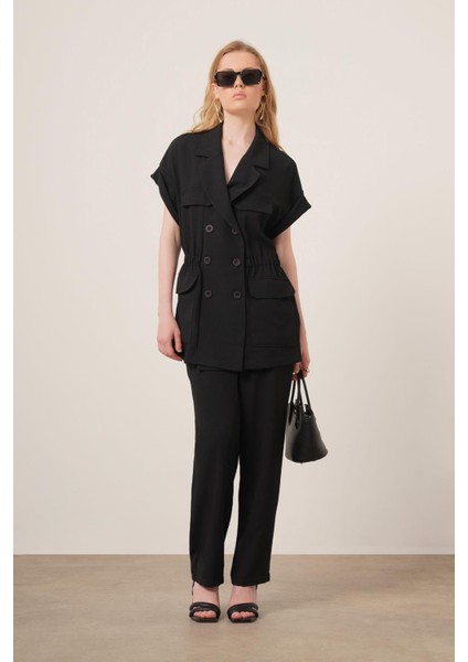 Kadın Crep Pantolonlu Takım Siyah 31173 indirimleri