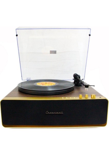 Nostaljik Ahşap Kaplama Pikap 33X45 Plaklar Bass Bluetooth Crownwell Vegas Plus Silver Renk