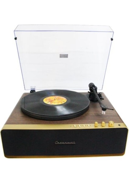 Nostaljik Ahşap Kaplama Pikap 33X45 Plaklar Bass Bluetooth Crownwell Vegas Plus Silver Renk modelleri