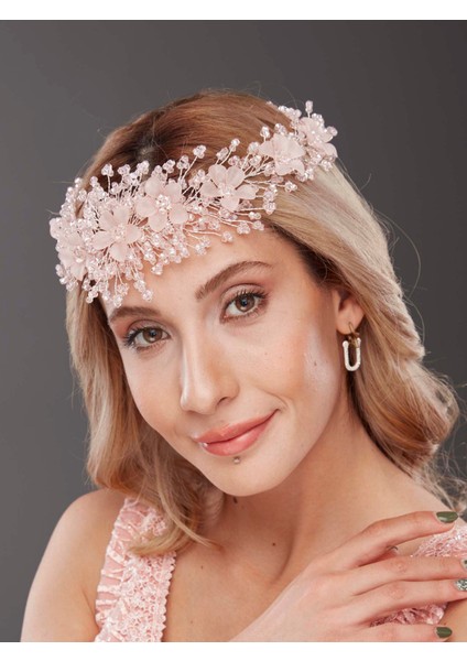 Çiçek ve Kristal Detaylı Gelin Aksesuarı – Işıltılı ve Zarif El Yapımı Saç Aksesuarı