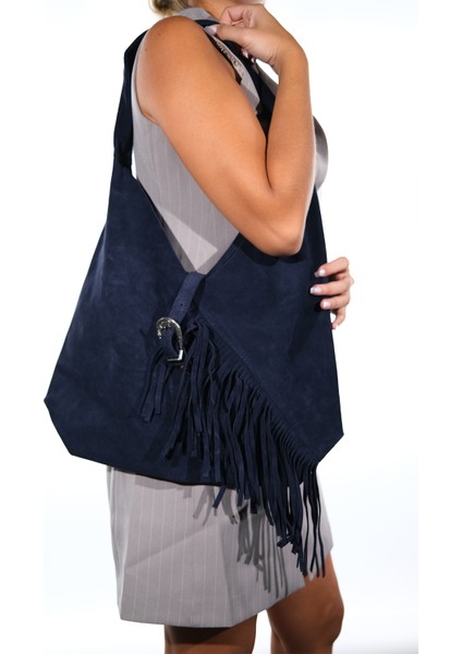 Rosalın Lacivert Hakiki Deri Süet Kadın Omuz Çantası fiyatları