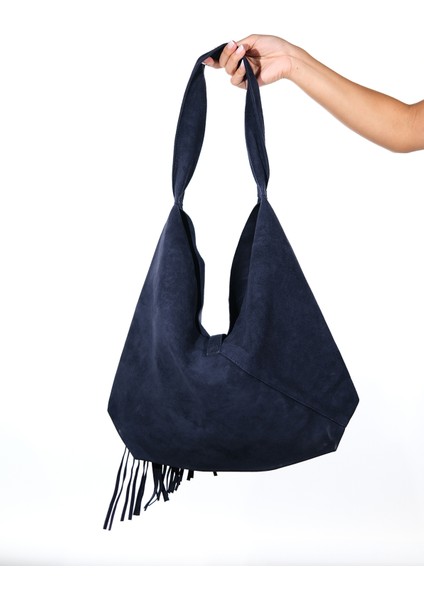 Rosalın Lacivert Hakiki Deri Süet Kadın Omuz Çantası modelleri