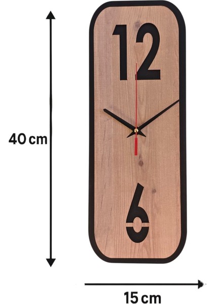 Dikdörtgen Ahşap Minimal Duvar Saati – 40×15 Cm, Sessiz Mekanizma, Modern Tasarım modelleri