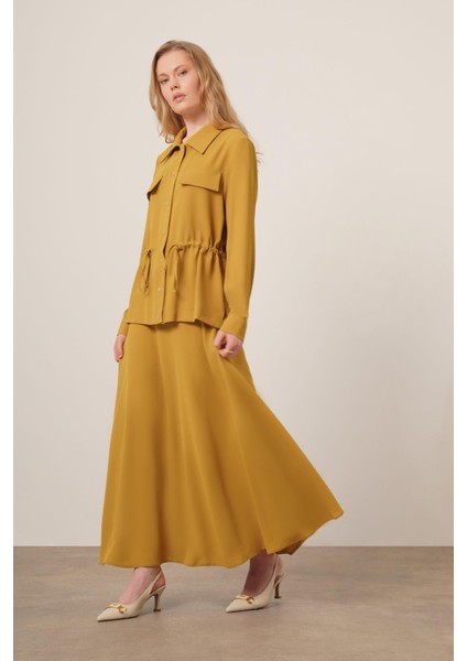 Kadın Melise Crep Takım Yağ Yeşili 31172