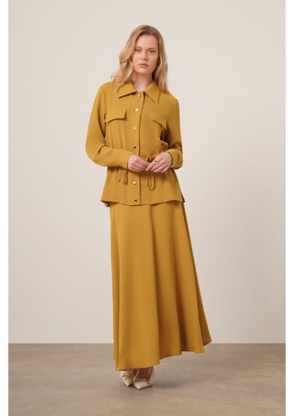 Kadın Melise Crep Takım Yağ Yeşili 31172 modelleri