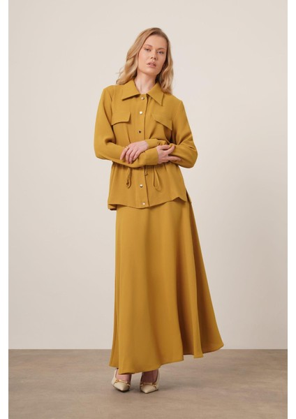 Kadın Melise Crep Takım Yağ Yeşili 31172 indirimleri