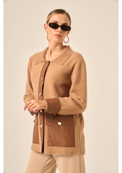 Kadın Deri Detaylı Ceket Bisküvi 20793 fiyatları