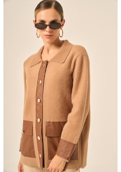 Kadın Deri Detaylı Ceket Bisküvi 20793 modelleri