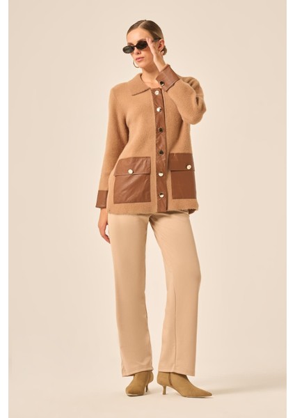 Kadın Deri Detaylı Ceket Bisküvi 20793 fırsatları