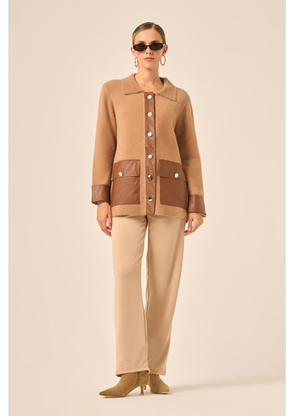 Kadın Deri Detaylı Ceket Bisküvi 20793 indirimleri