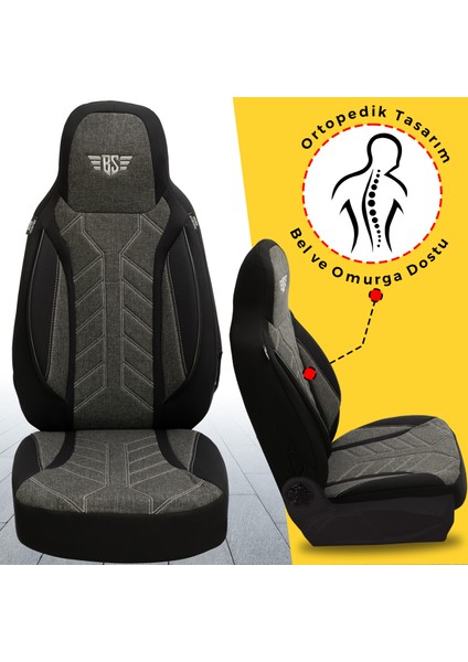 Plkt Serisi Volkswagen T5/t6/t7 - Transporter / CARAVELLE2003-2022 ile Uyumlu Pilot Oto Koltuk Kılıfı, Antrasit Siyah modelleri