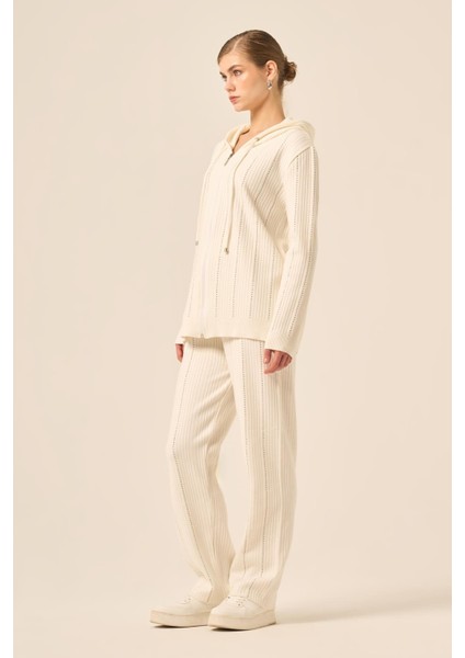 Kadın Kapşonlu Taş Detaylı Ikili Takım Ekru 20799 fiyatları