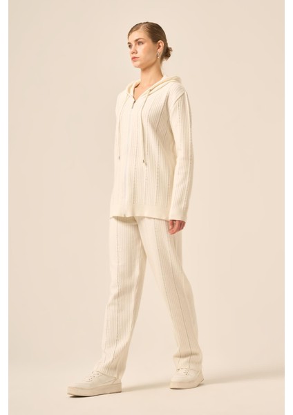 Kadın Kapşonlu Taş Detaylı Ikili Takım Ekru 20799 modelleri