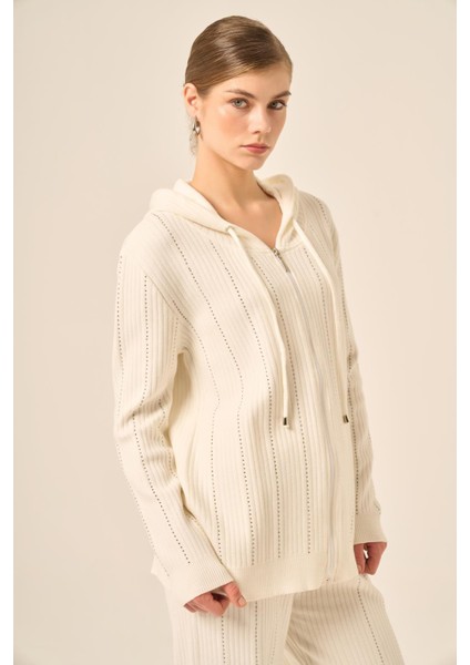 Kadın Kapşonlu Taş Detaylı Ikili Takım Ekru 20799 fırsatları