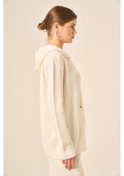 Kadın Kapşonlu Taş Detaylı Ikili Takım Ekru 20799 indirimleri