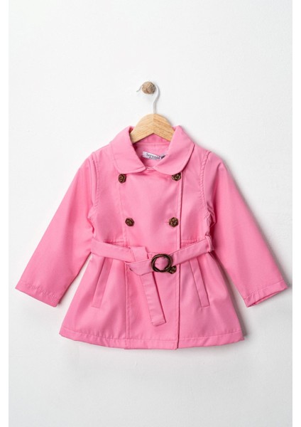 Trençkot Kemerli Astarlı kız çocuk - Pembe