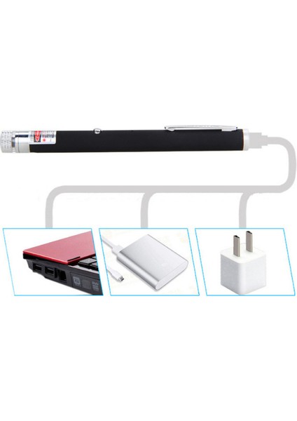 FX-201 USB Şarjlı Yeşil Lazer Pointer Işaretleyici – 5 Başlıklı modelleri