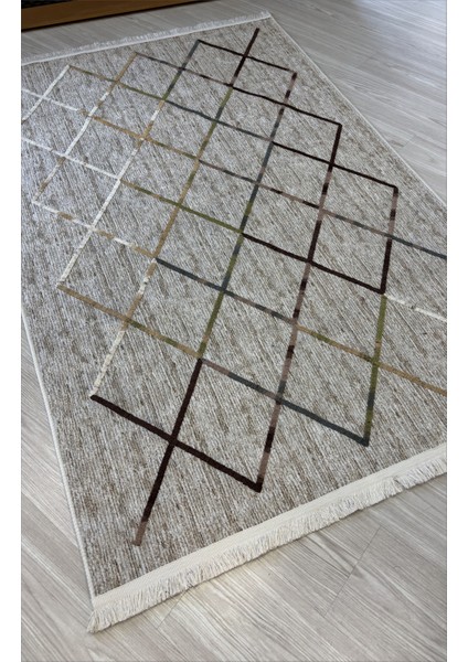 Dekoratif Nakkaş Kilim Butik Bej Salon Halısı Makinada Yıkanabilir Mutfak Halısı Kaymaz Taban Yolluk Modern Kilim