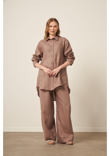 Kadın Ham Keten Takım Vizon 31111