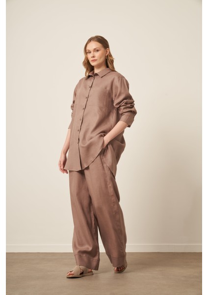 Kadın Ham Keten Takım Vizon 31111 fiyatları