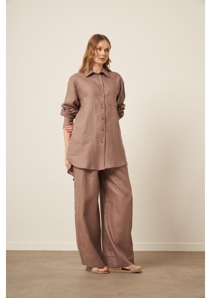 Kadın Ham Keten Takım Vizon 31111 fırsatları