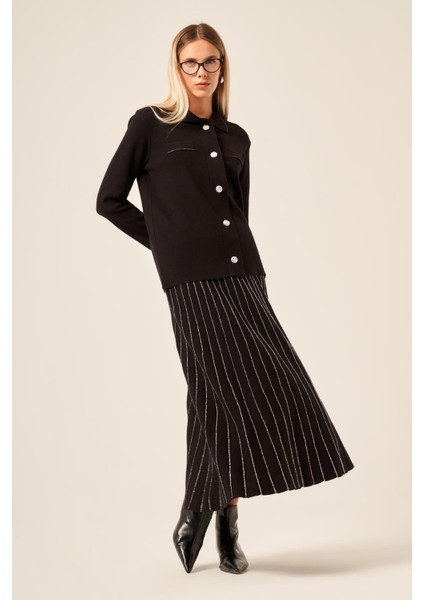 Kadın Sim Detaylı Ikili Takım Siyah 20899