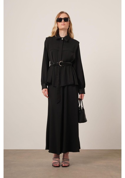 Kadın Piar Etekli Takım Siyah 31148 fırsatları