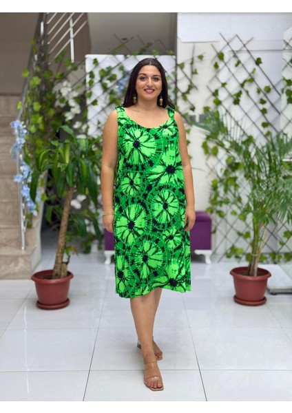 DK19009 Dikili Askılı Omuz Lastikli Viskon Elbise