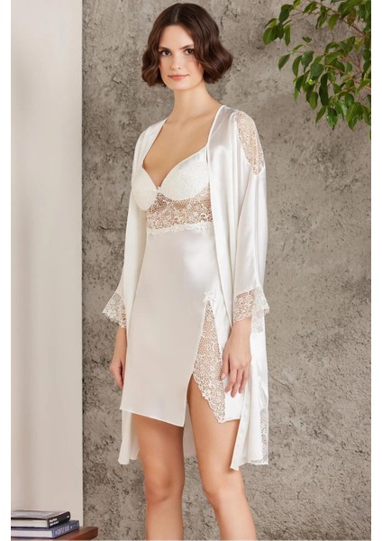 Saten Sabahlık Gecelik Pijama Takım Şortlu Takım Terlik Hediyeli Gelin Çeyiz Seti fiyatları