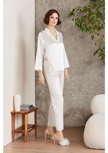 Saten Sabahlık Gecelik Pijama Takım Şortlu Takım Terlik Hediyeli Gelin Çeyiz Seti