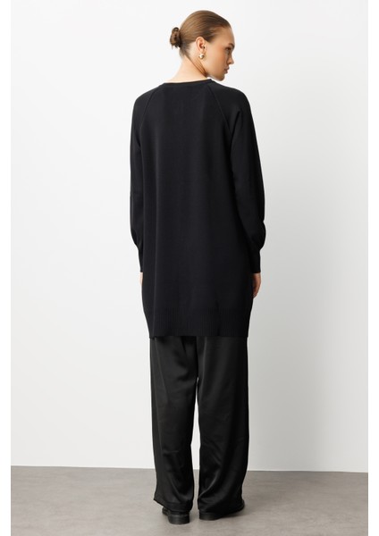 Premium Rayon Uzun Düğmeli Siyah Hırka indirimleri