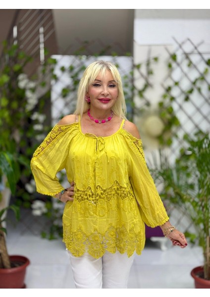 NC9740 Italyan Ipek Bluz Limon