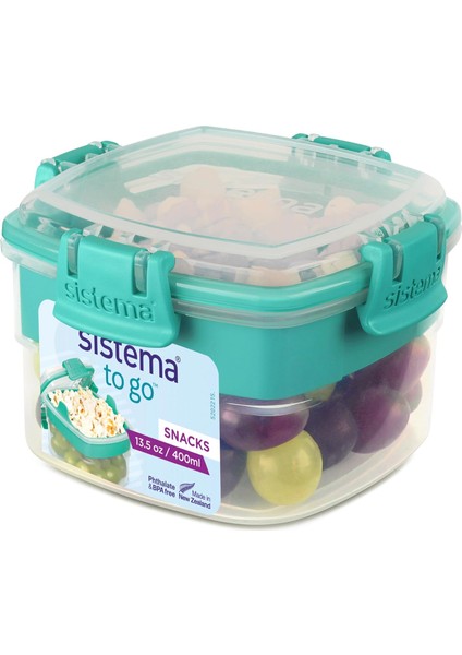 Snacks To Go Gıda Kabı | 400 ml | Bölmeli Küçük Atıştırmalık Kutusu | Bpa Içermez | Farklı Renkler, Tekli Birim (1'li Paket)