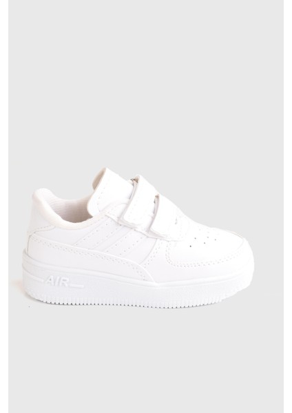 Günlük Unisex Çocuk Şeritli Beyaz Sneaker Cırtlı Hafif Rahat Spor Ayakkabı modelleri